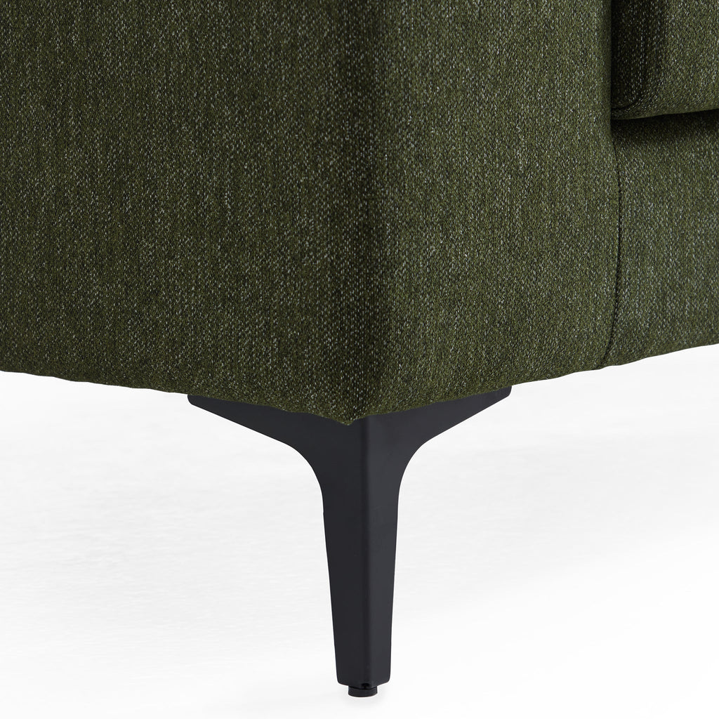 Canapé sectionnel en tissu vert Jungle en forme de L avec méridienne