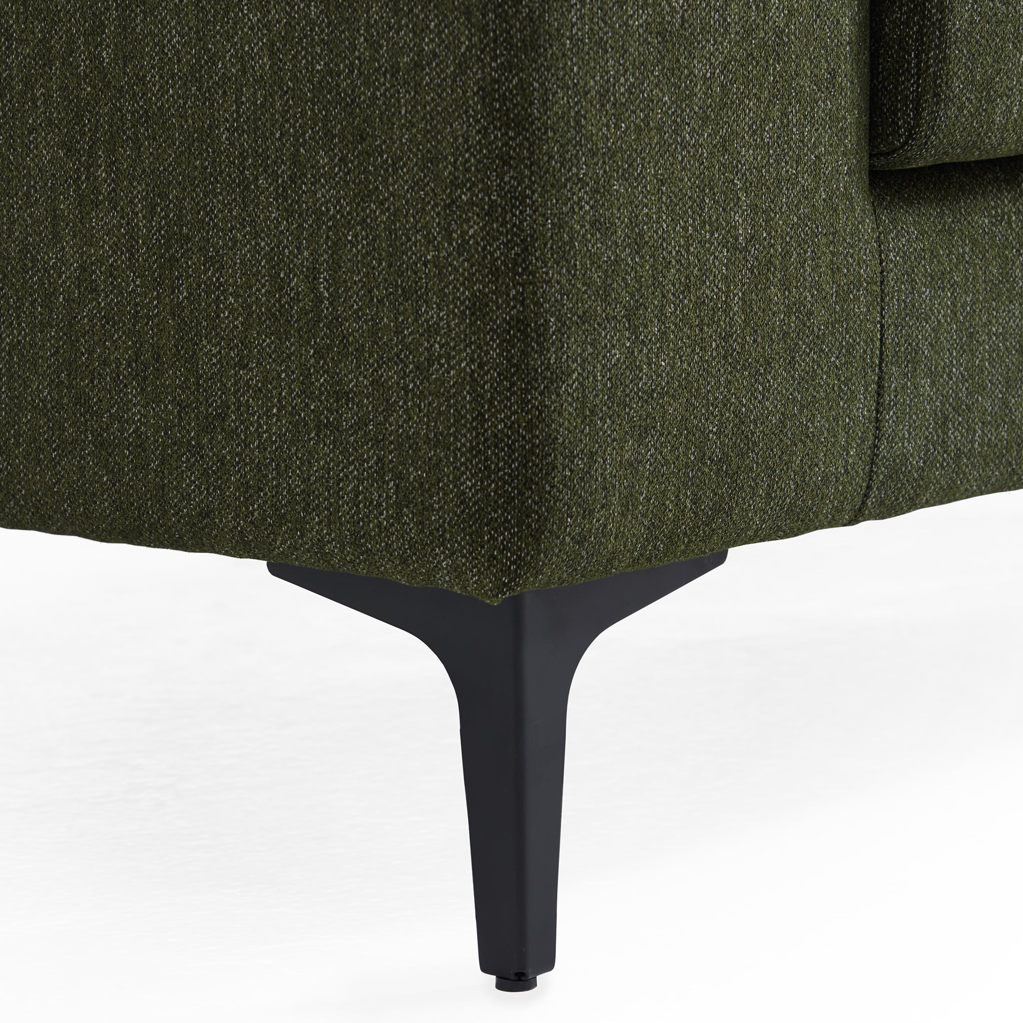 Canapé sectionnel en tissu vert Jungle en forme de L avec méridienne