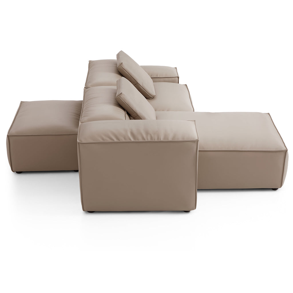 Canapé d'angle double face modulaire Cube en cuir véritable noir