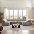 Canapé d'angle en U gris tendre Wabi-Sabi avec extrémités ouvertes