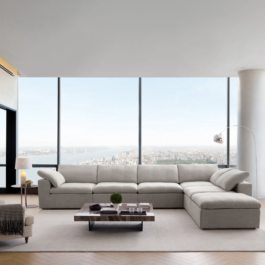 Canapé sectionnel et pouf en L Tender Wabi-Sabi gris