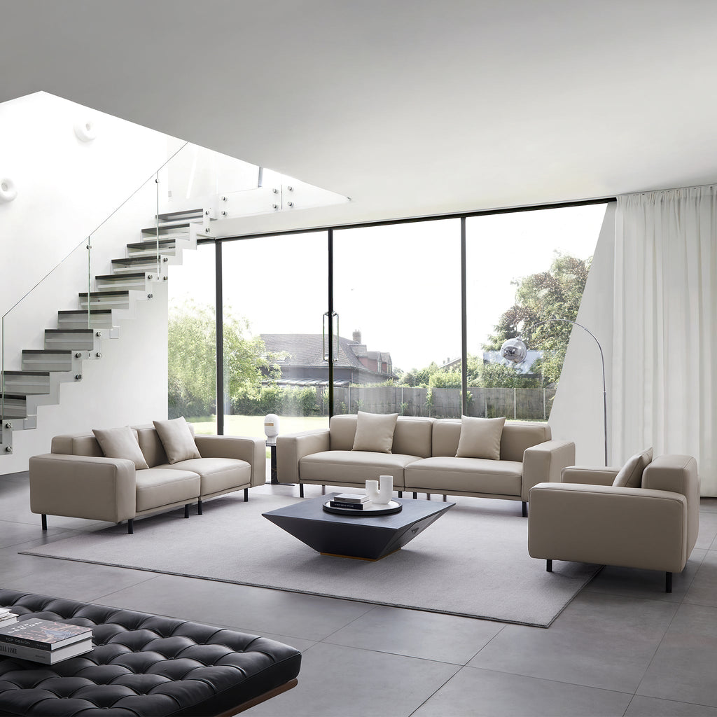 Ensemble de canapés en cuir beige noble