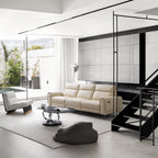 Canapé-lit inclinable électrique en cuir beige Louis