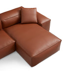 Canapé d'angle modulaire Cube en cuir véritable noir