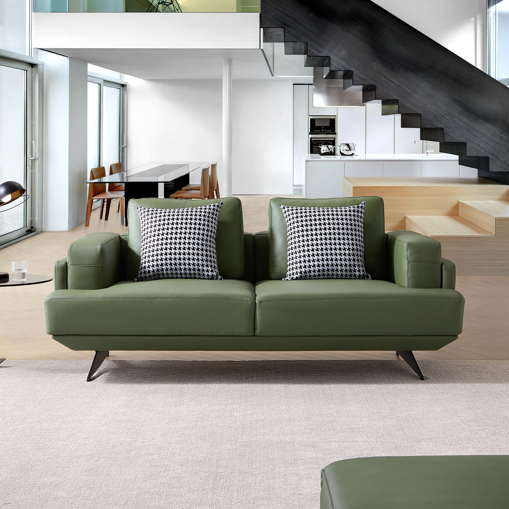 Canapé Olivia Green en cuir véritable pleine fleur