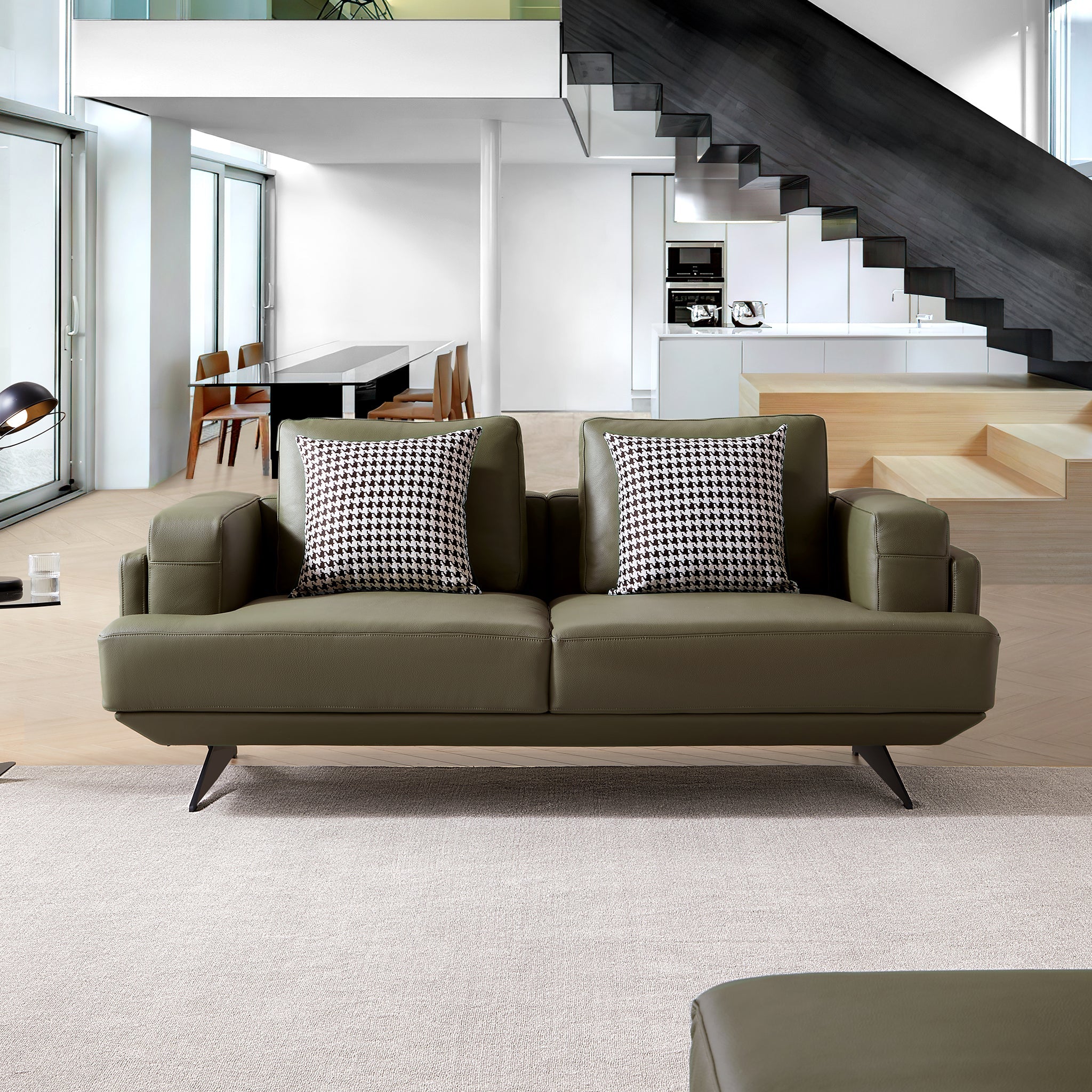 Canapé Olivia en cuir véritable pleine fleur