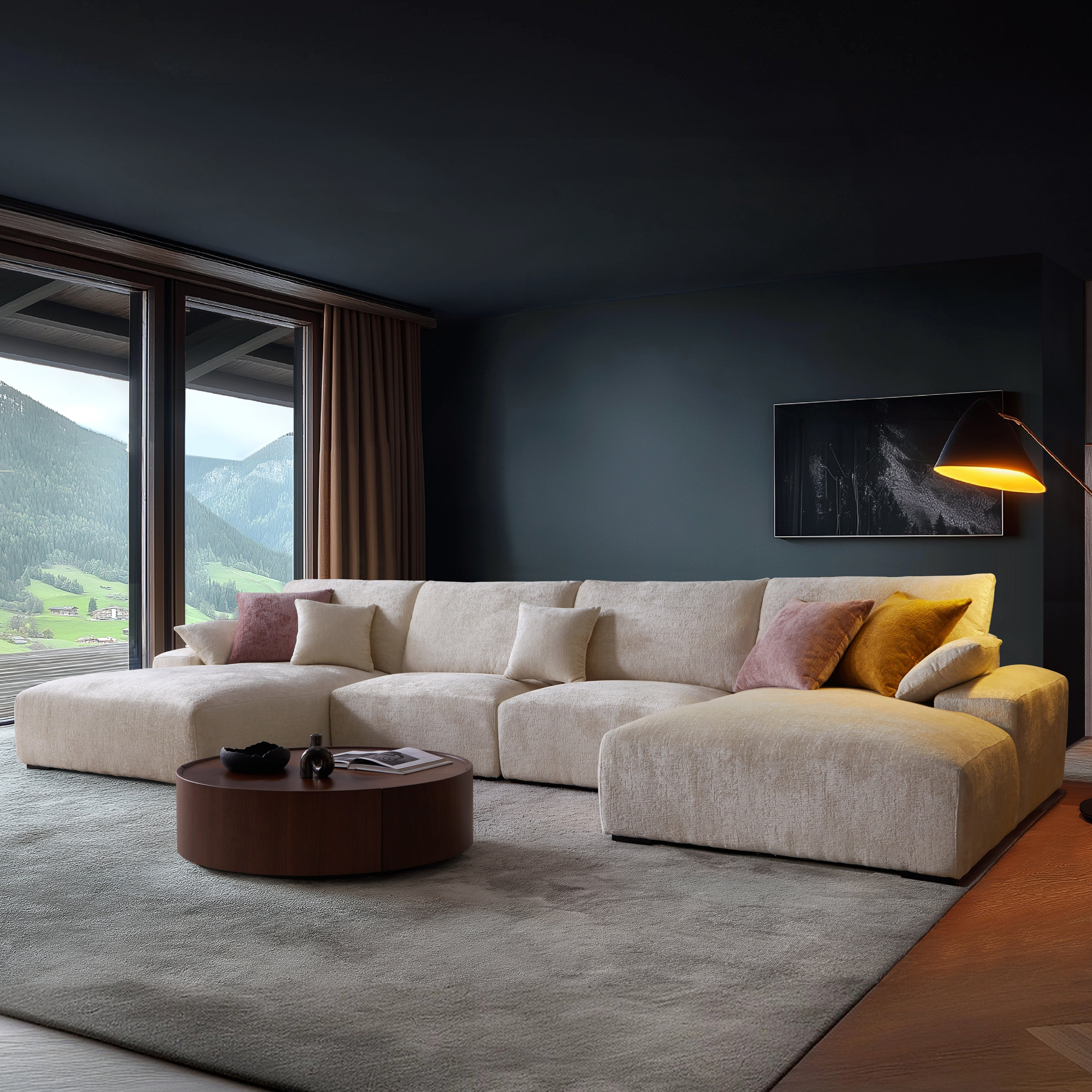 Le canapé sectionnel en U beige Empress