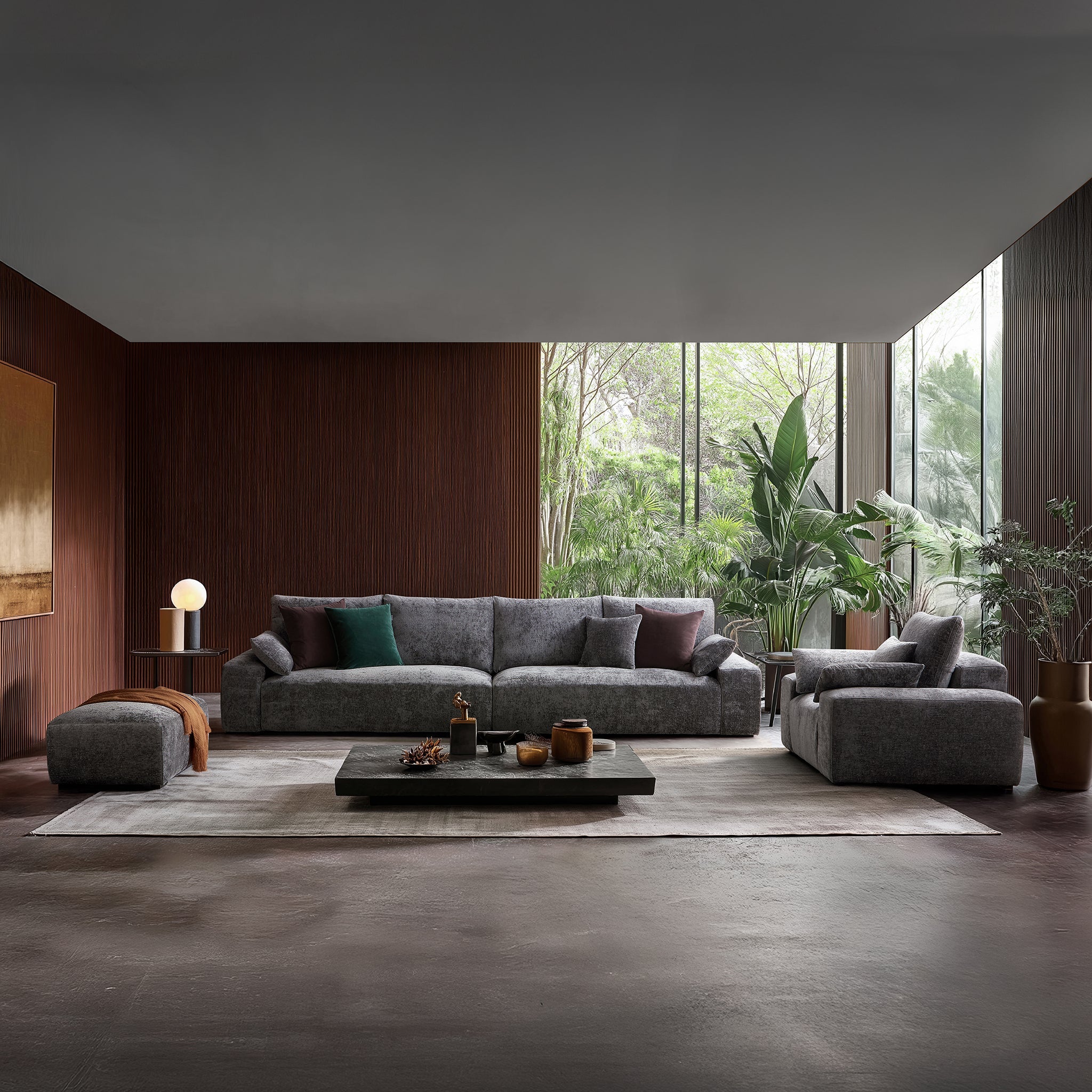 L'ensemble de canapés gris Empress