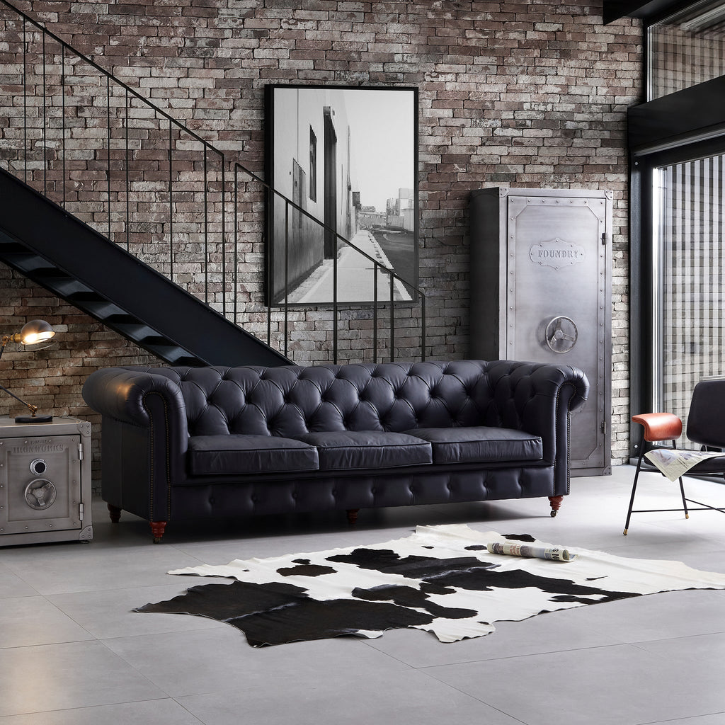 Canapé capitonné Chesterfield Durango en cuir pleine fleur