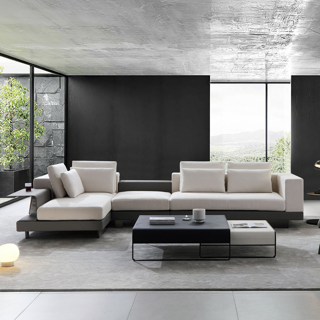 Canapé d'angle minimaliste blanc Connery