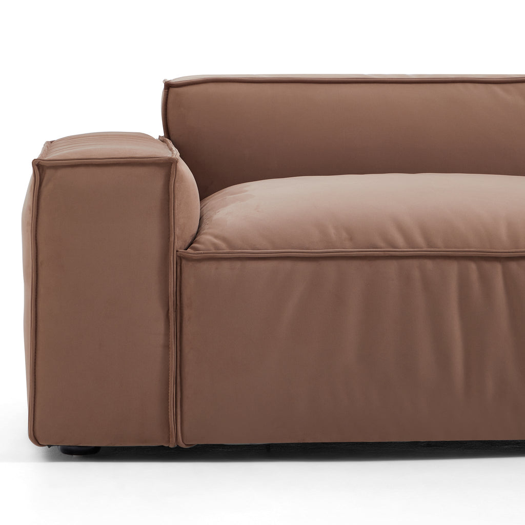 Canapé d'angle minimaliste de luxe en tissu marron