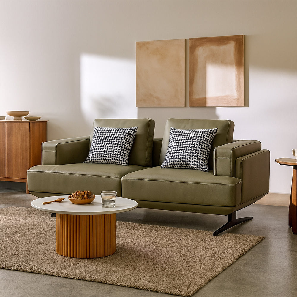 Canapé Olivia en cuir véritable pleine fleur