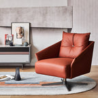 Fauteuil d'appoint pivotant en tissu rouge flamant rose