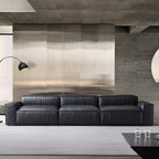 Canapé de luxe minimaliste en cuir marron foncé