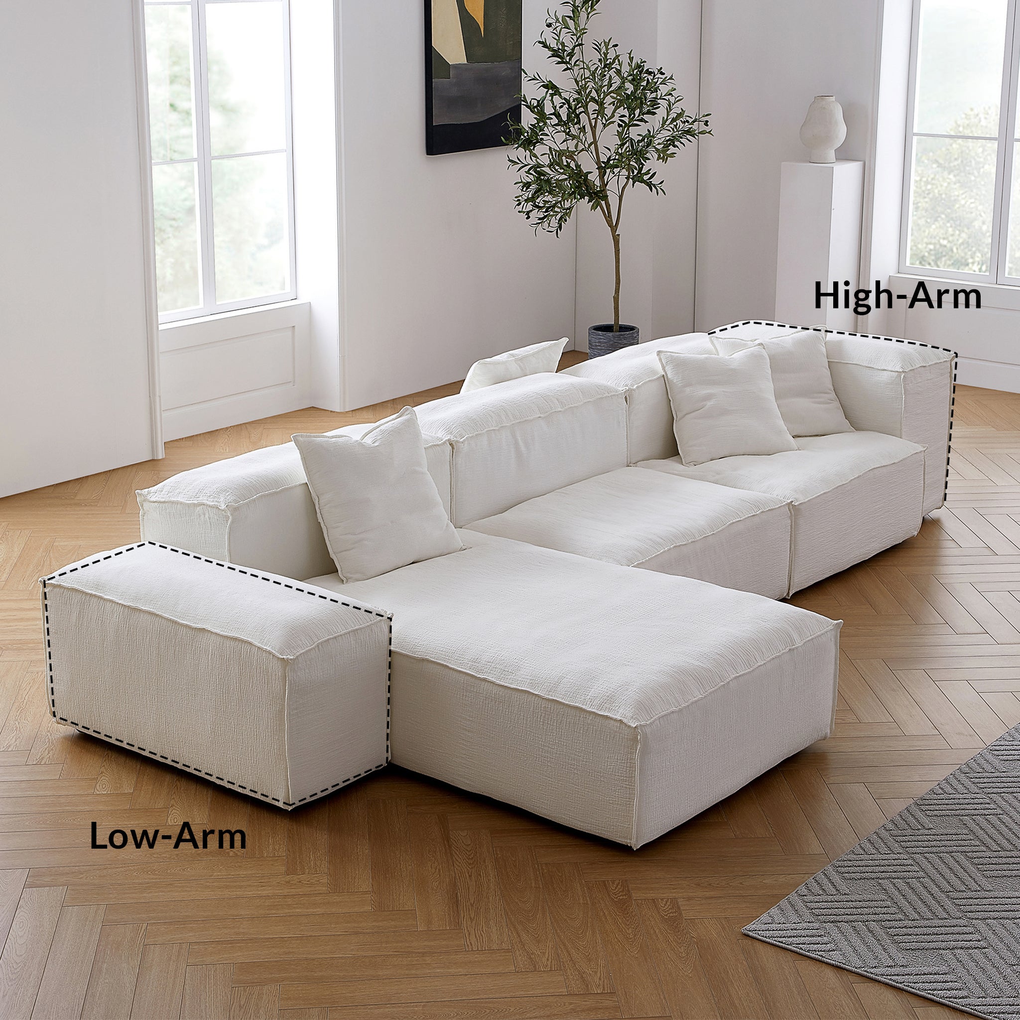 Canapé sectionnel double face Freedom Modular blanc