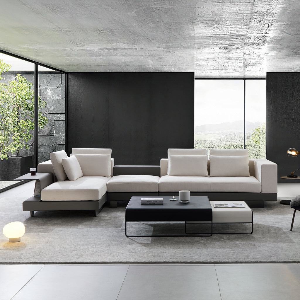 Canapé d'angle bleu minimaliste Connery