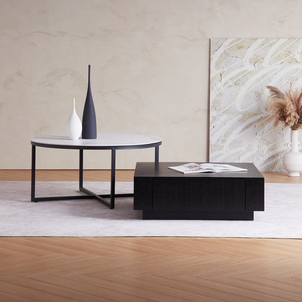 Ensemble de tables basses rondes et carrées Clarence