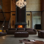 Canapé de luxe minimaliste en cuir marron foncé