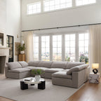 Canapé d'angle beige en forme de U Tender Wabi-Sabi avec extrémités ouvertes