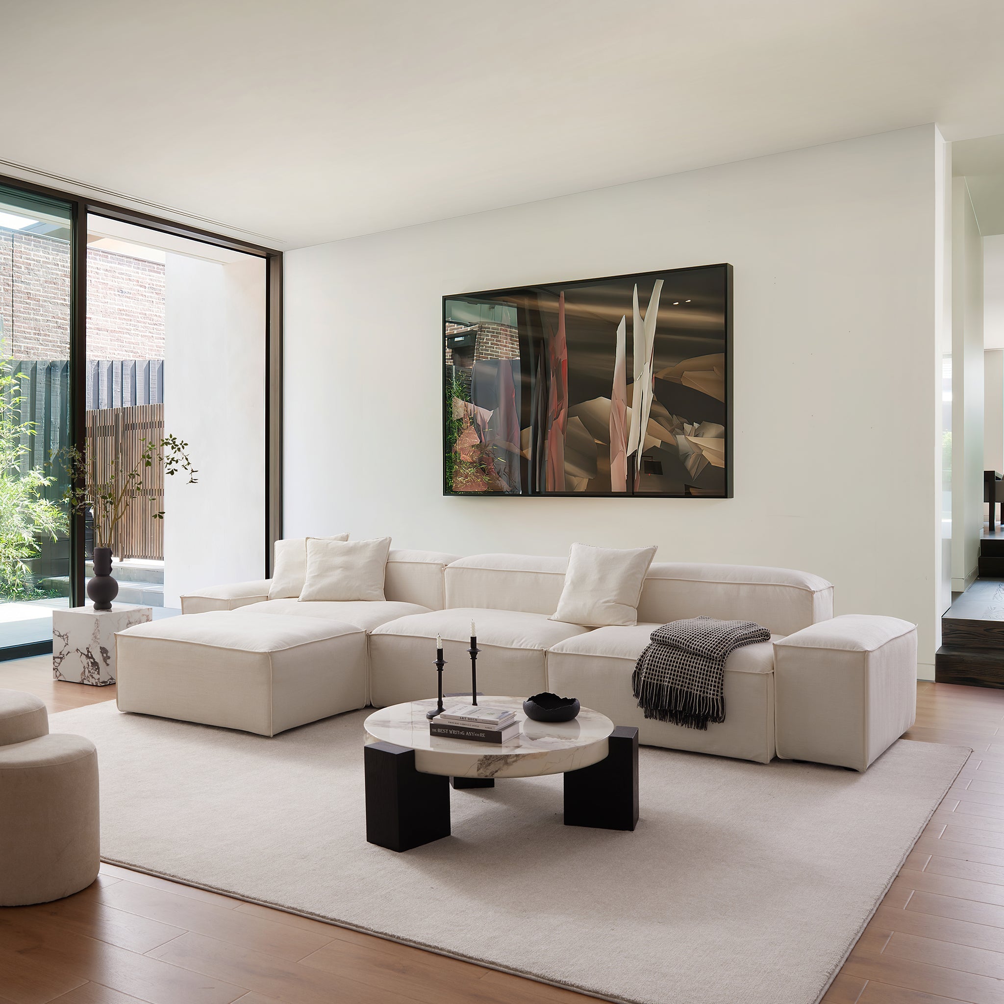 Canapé modulaire Freedom gris neuf avec pouf