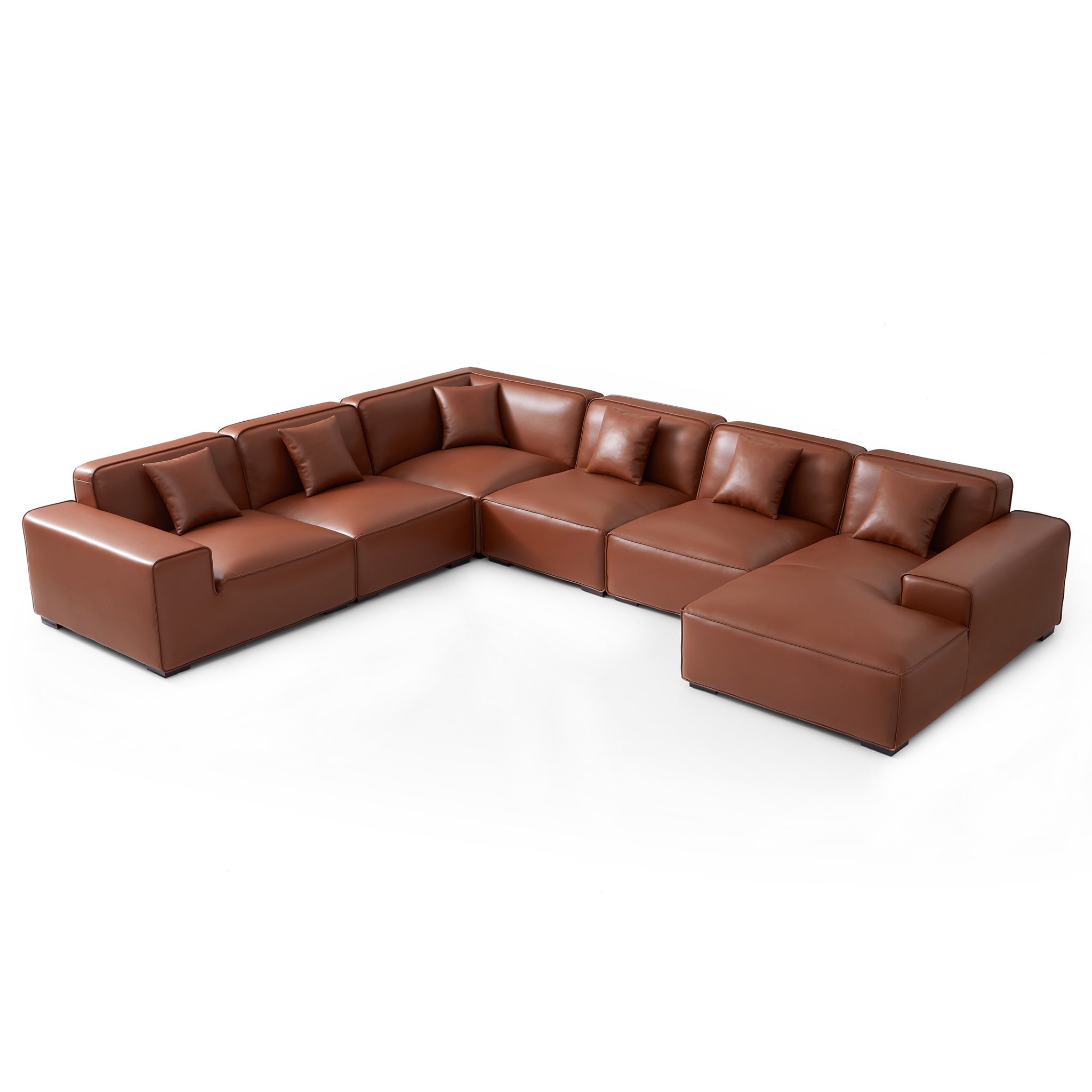 Canapé d'angle modulaire en cuir noir Domus en forme de U