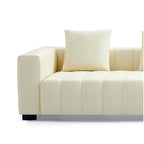 Canapé en cuir beige piano avec table basse