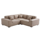 Canapé d'angle modulaire en cuir kaki Domus