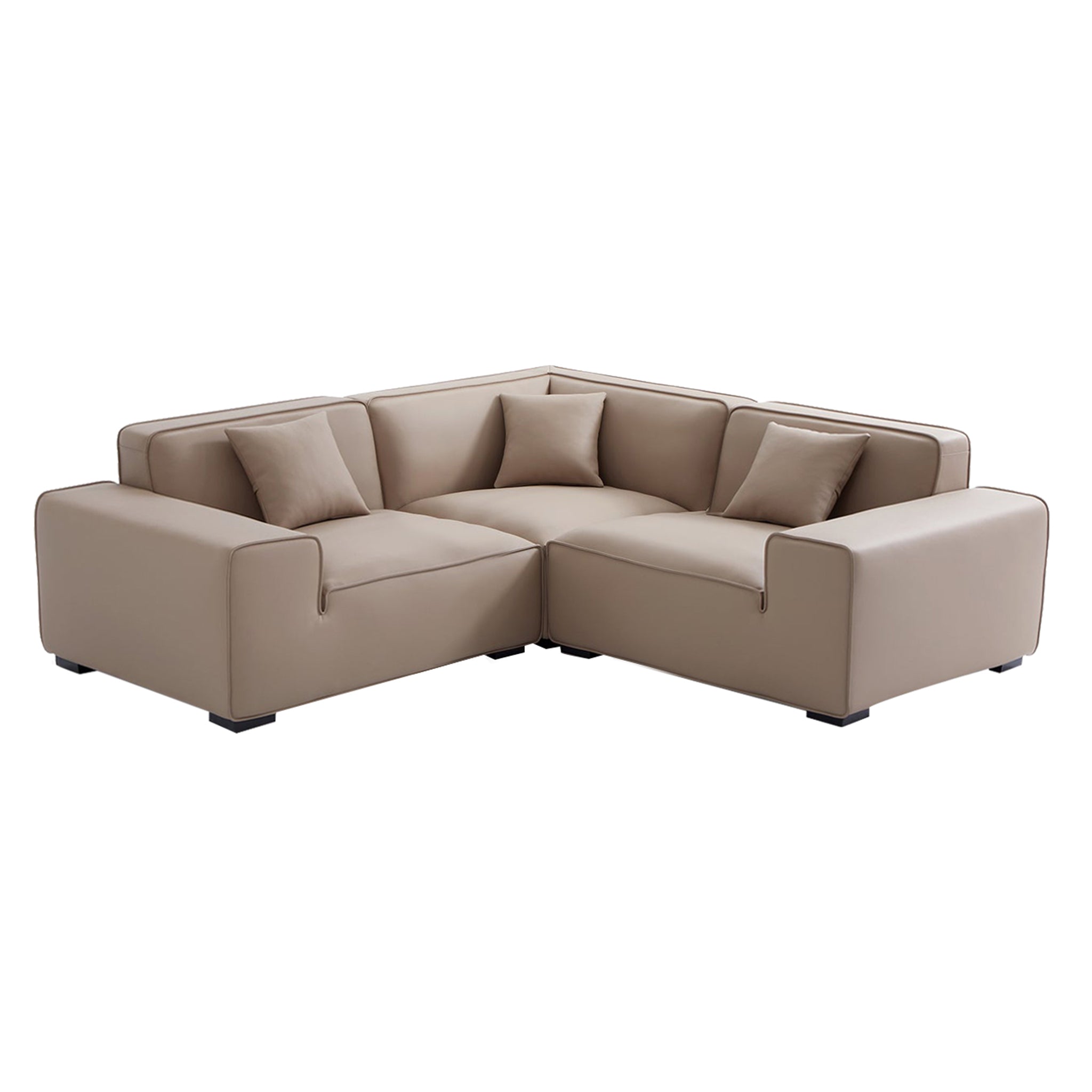 Canapé d'angle modulaire en cuir kaki Domus