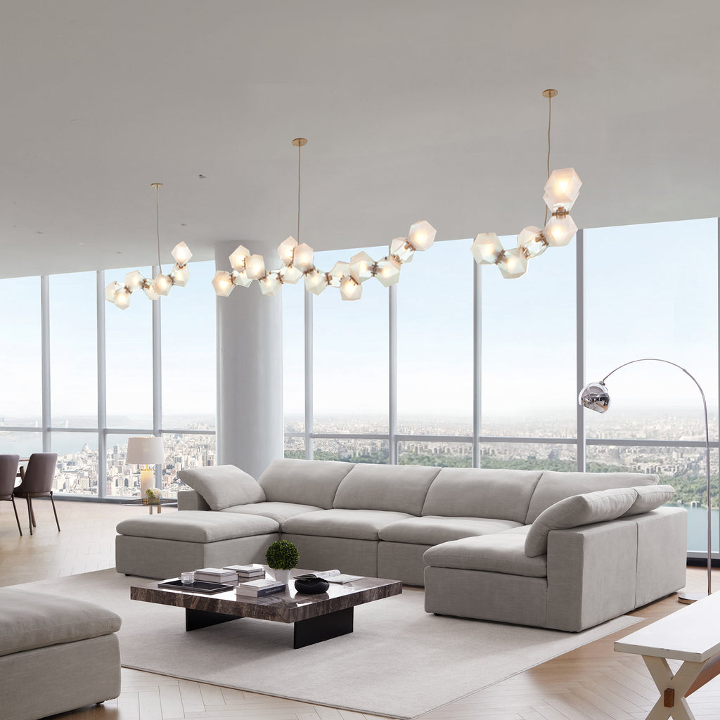 Canapé sectionnel et pouf en L Tender Wabi-Sabi gris