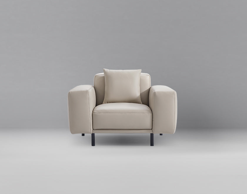 Fauteuil en cuir beige noble