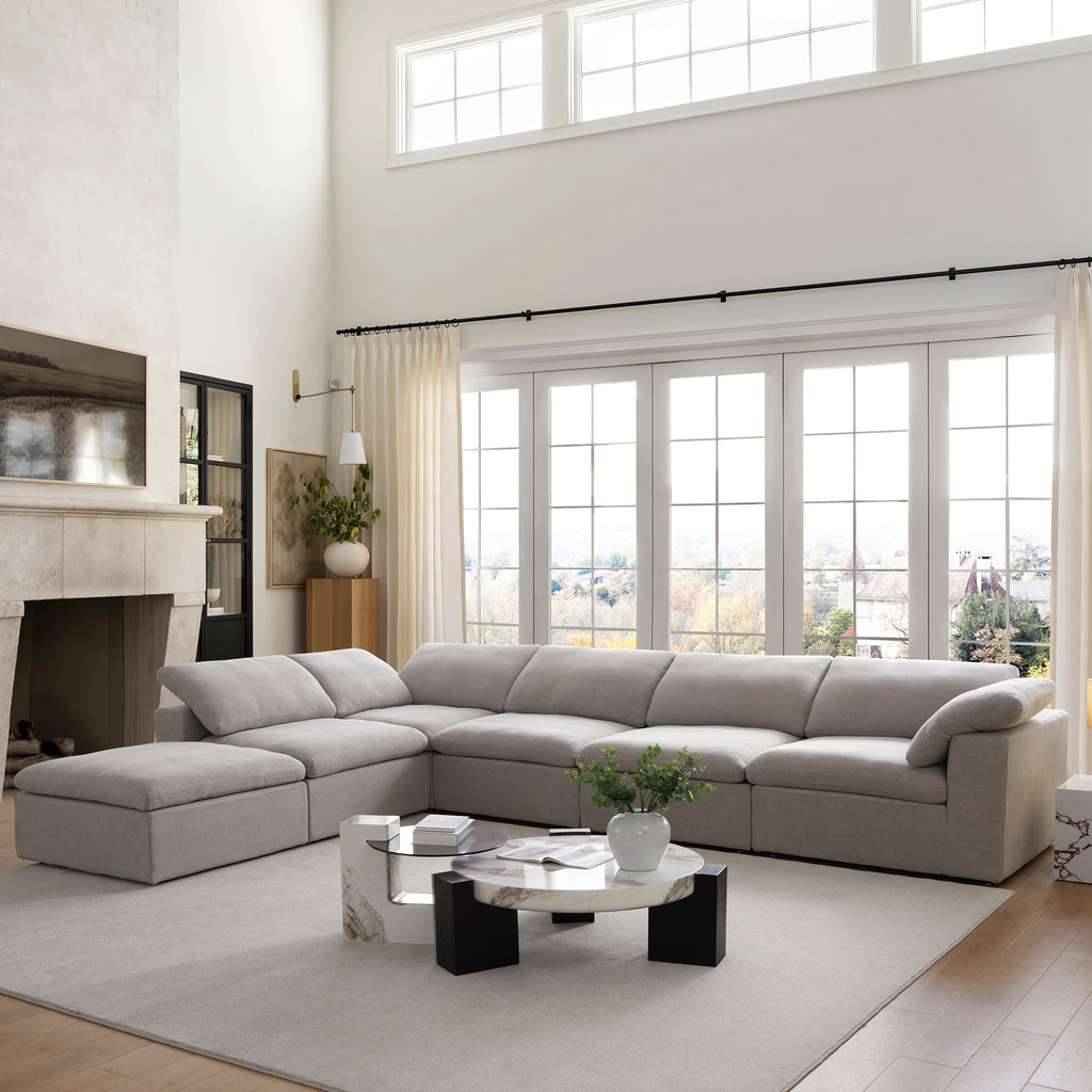 Canapé sectionnel et pouf Tender Wabi-Sabi blanc en forme de L