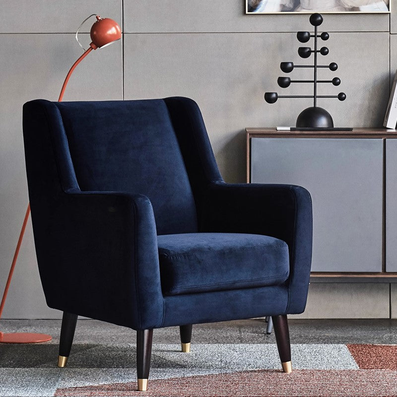 Fauteuil de salon en velours bleu Eden Ink