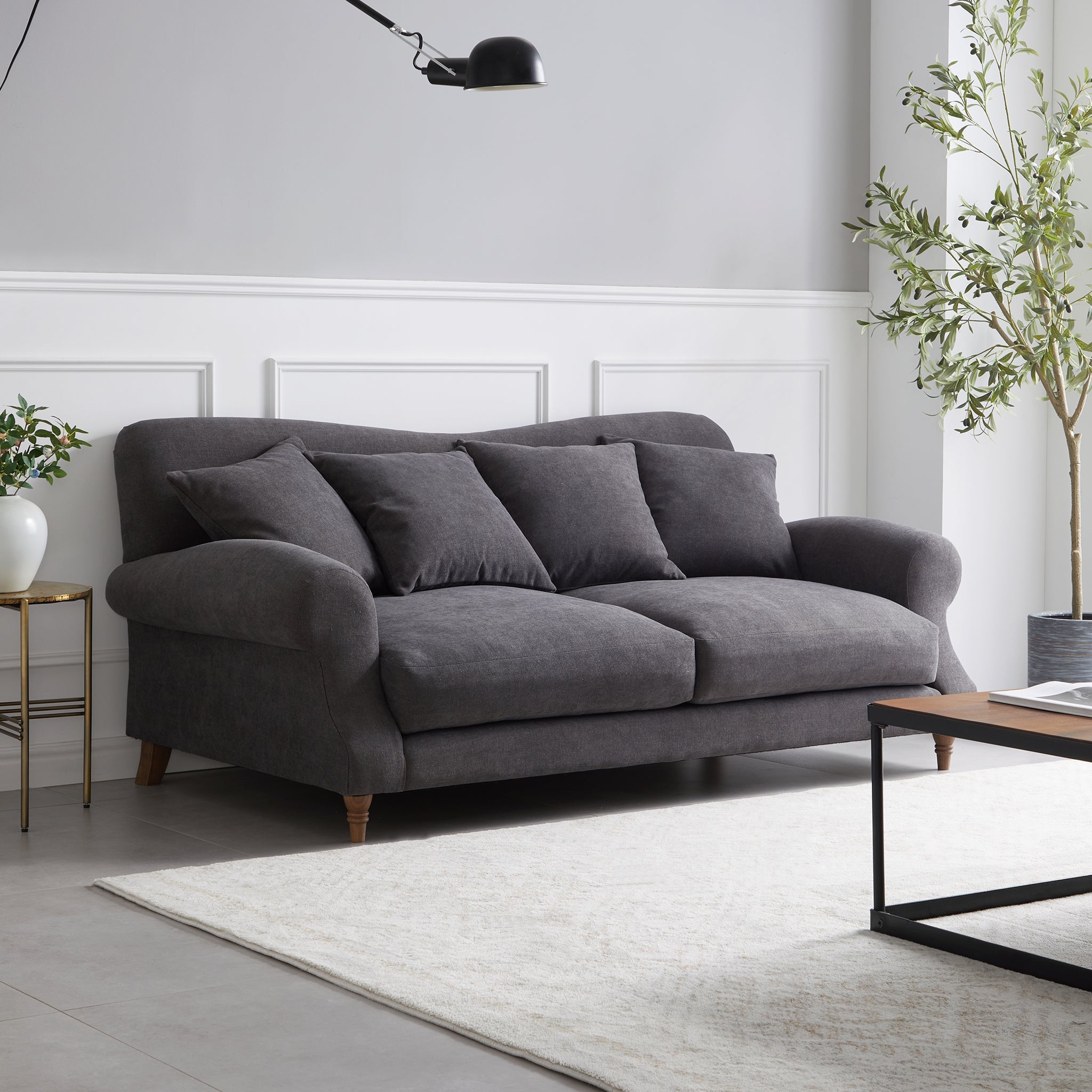 Canapé en tissu gris vintage Isabelle