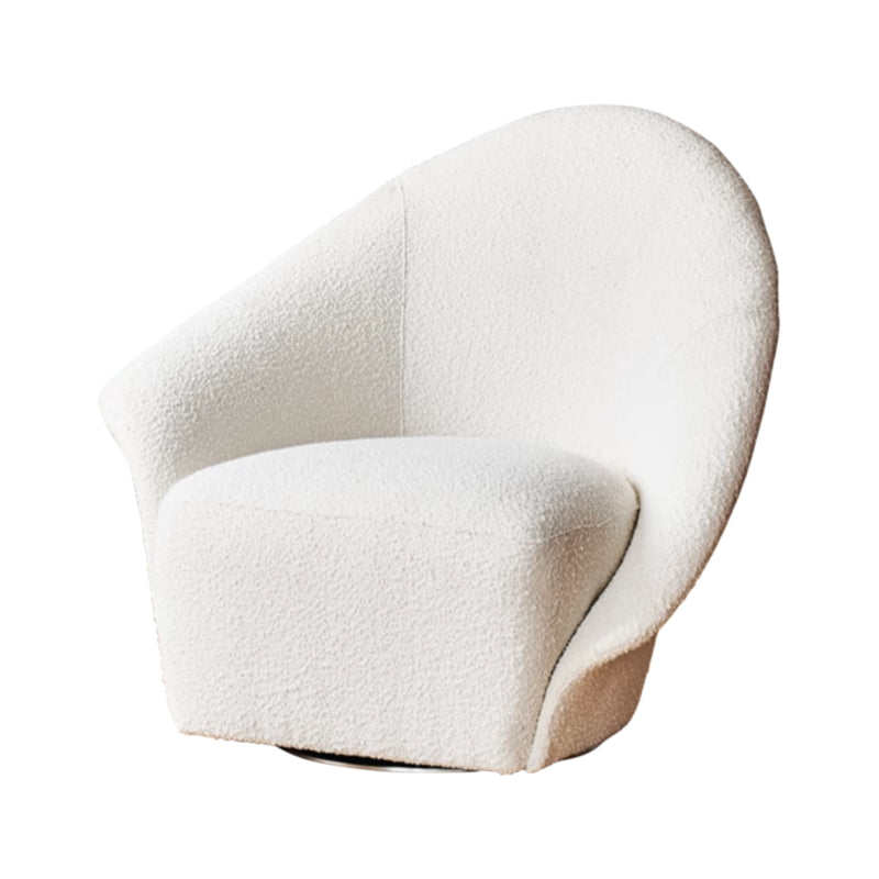 Chaise pivotante en tissu bouclé beige Calla