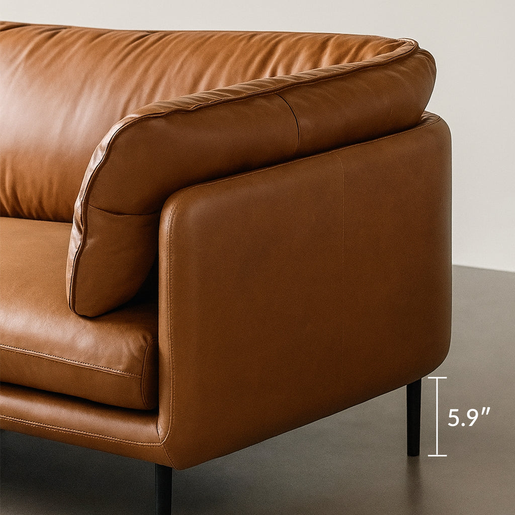 Canapé en cuir noir vanille