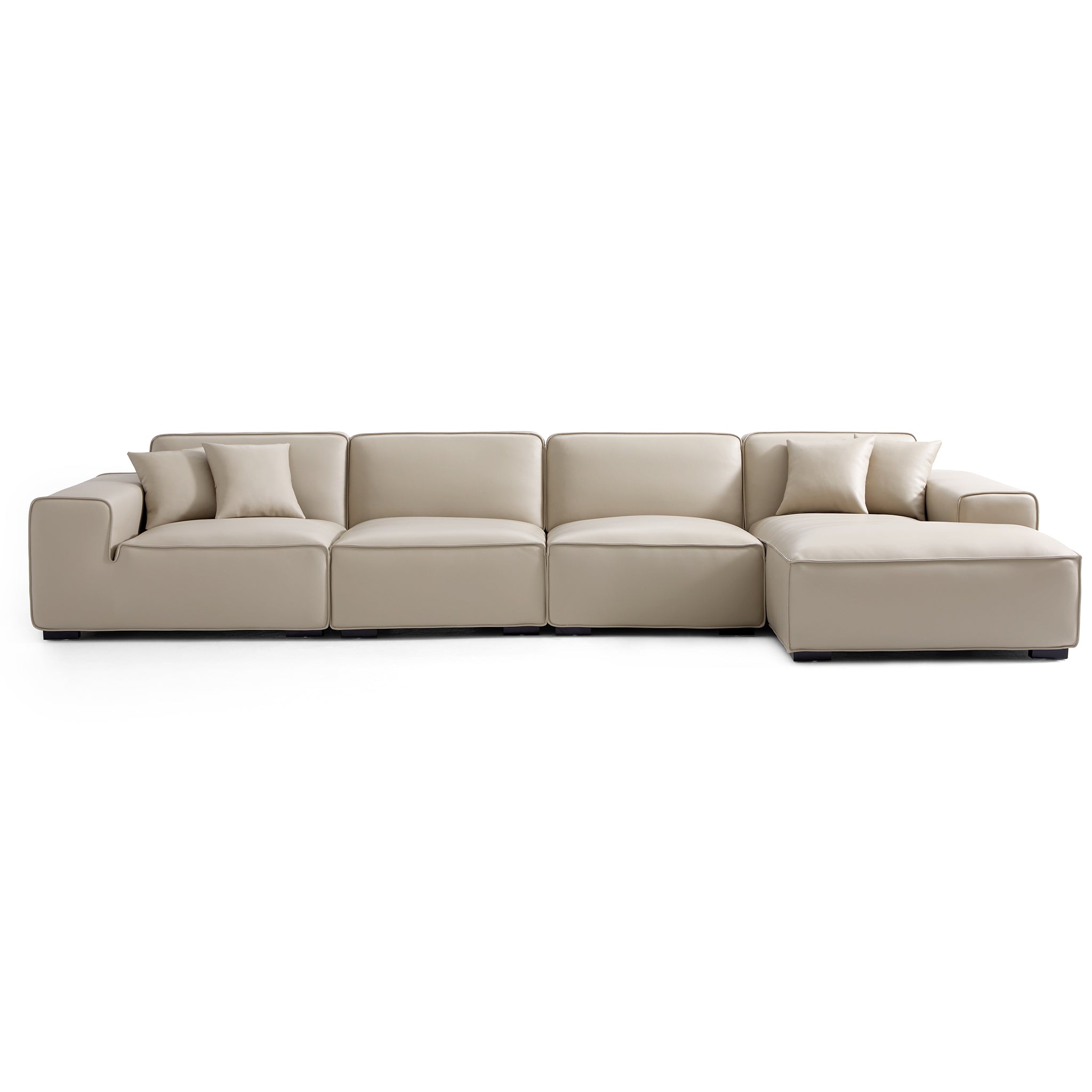 Canapé d'angle modulaire en cuir marron Domus