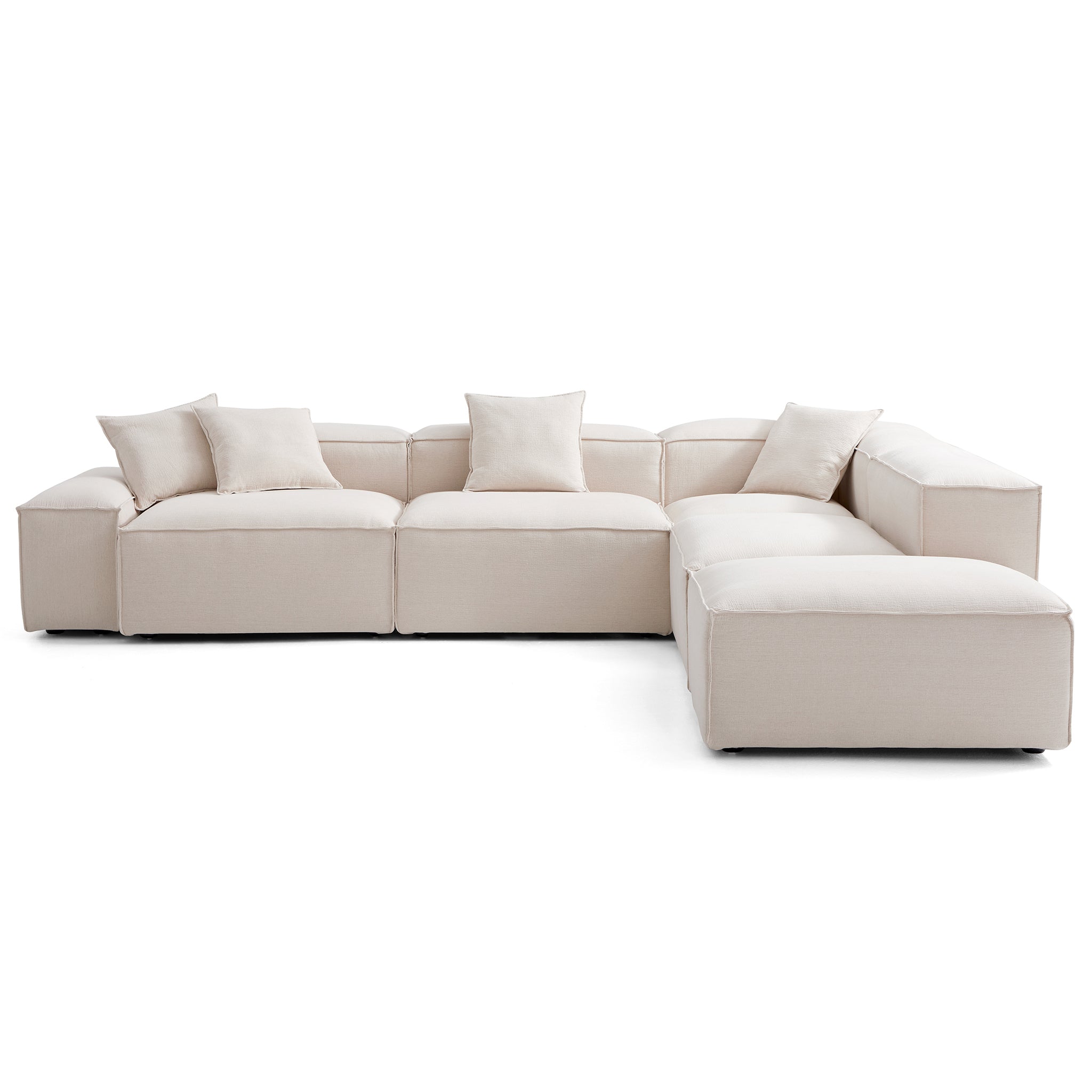 Canapé modulable en L et pouf gris Freedom