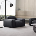Fauteuil de luxe minimaliste en cuir noir