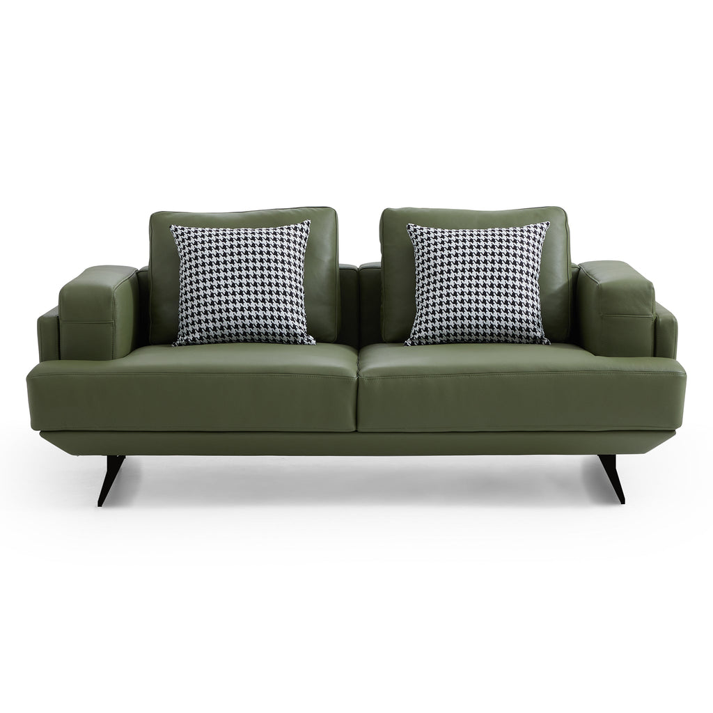 Canapé Olivia Green en cuir véritable pleine fleur