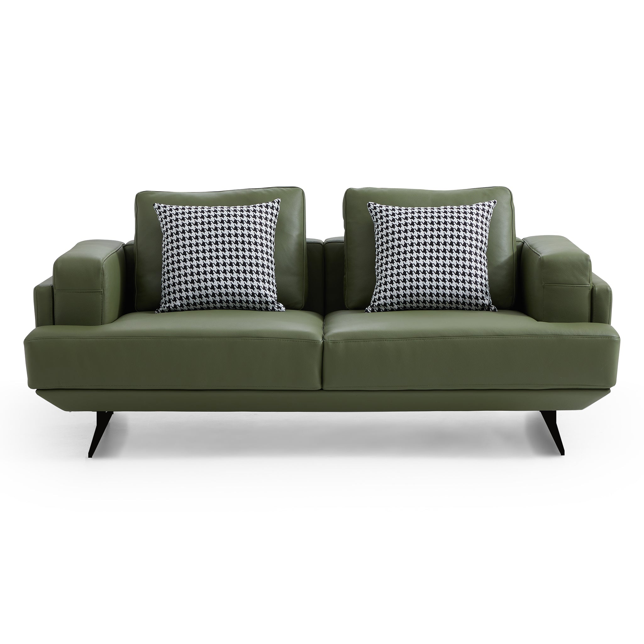 Canapé Olivia Green en cuir véritable pleine fleur