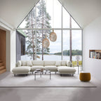 Canapé d'angle en U en cuir blanc vanille