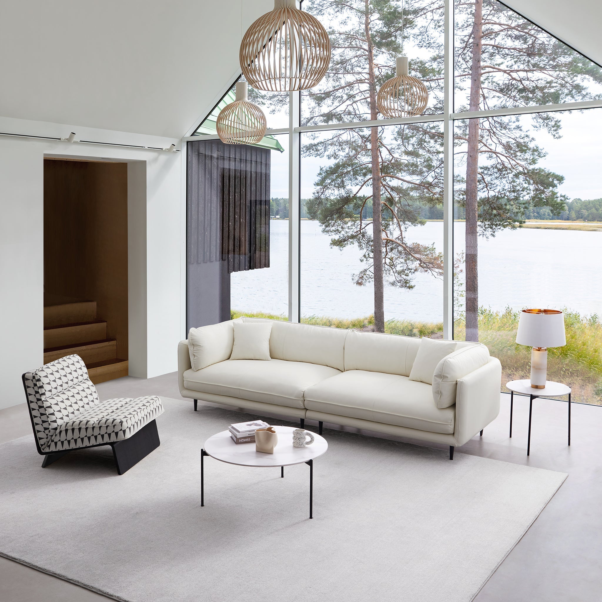 Canapé en cuir marron vanille