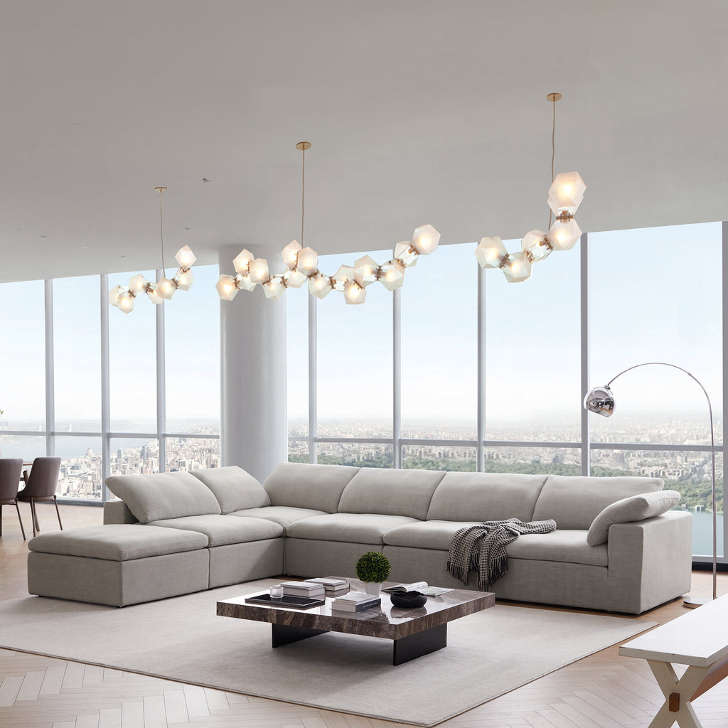 Canapé sectionnel et pouf Tender Wabi-Sabi blanc en forme de L