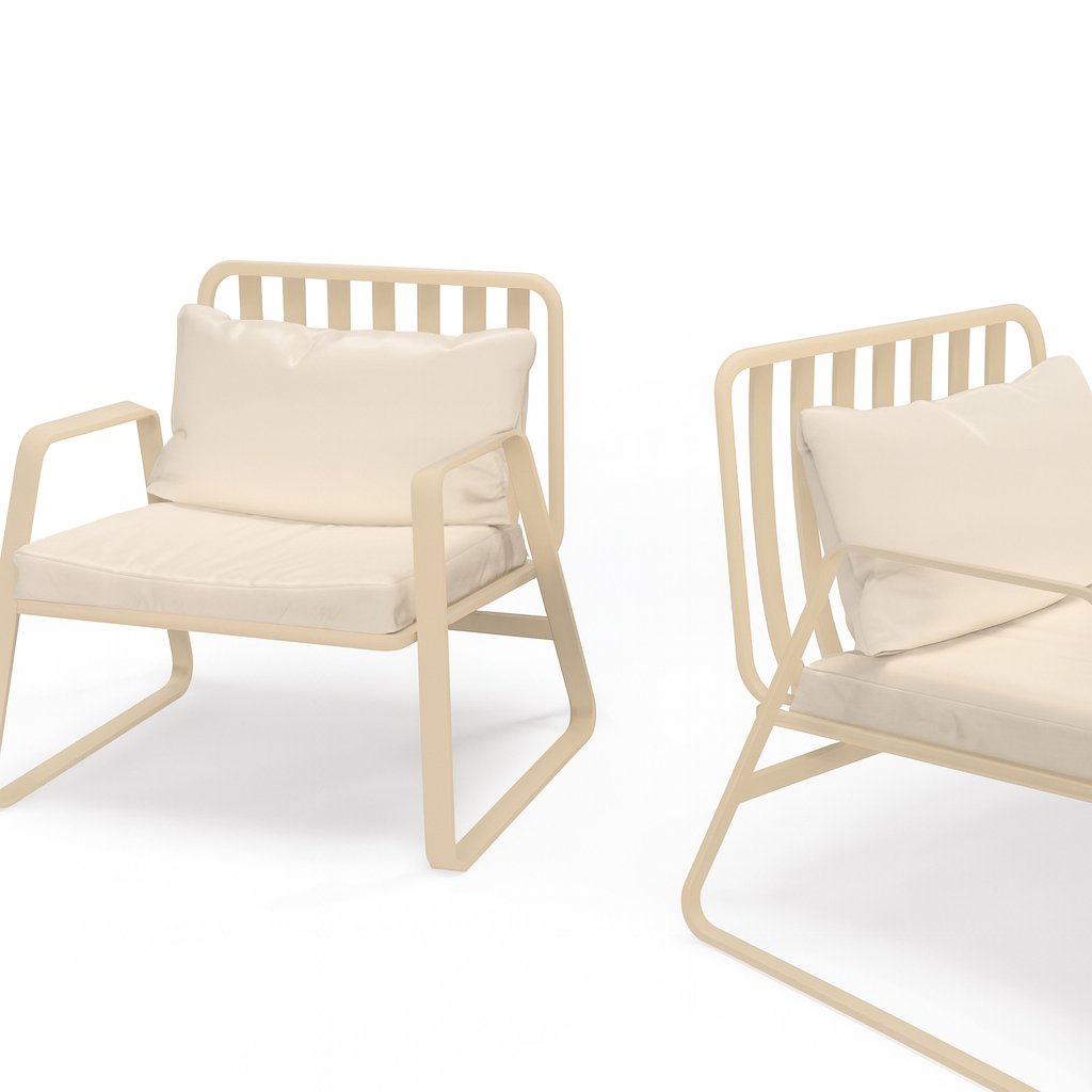 Ensemble de conversation extérieur en aluminium Mykonos avec coussins