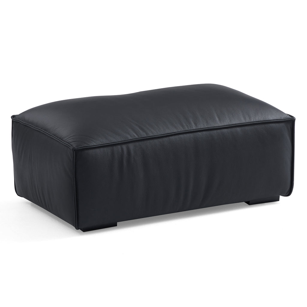Canapé et pouf de luxe minimalistes en cuir marron foncé