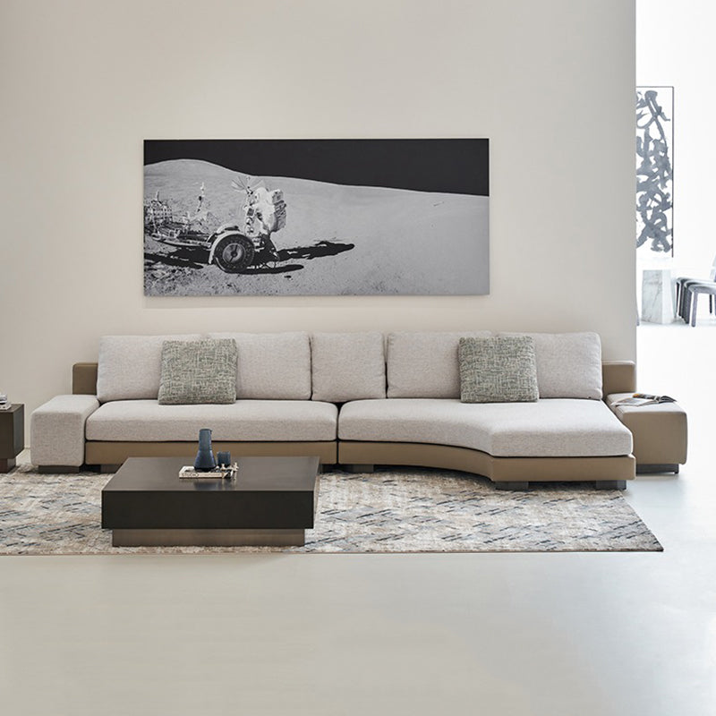 Canapé d'angle incurvé en tissu gris Arles