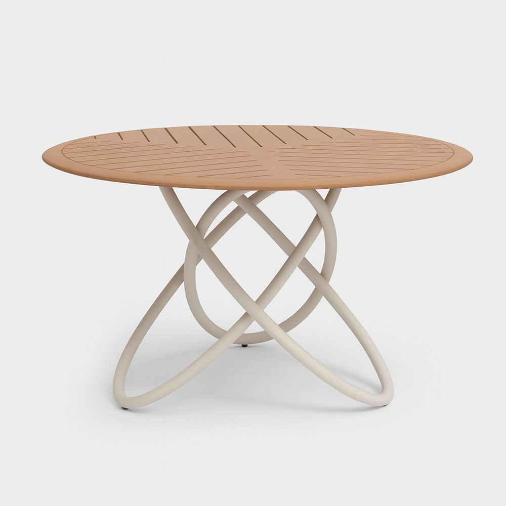 Ensemble de salle à manger d'extérieur Chloe pour 4 personnes avec table ronde en teck