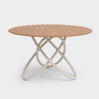 Ensemble de salle à manger d'extérieur Chloe pour 4 personnes avec table ronde en teck