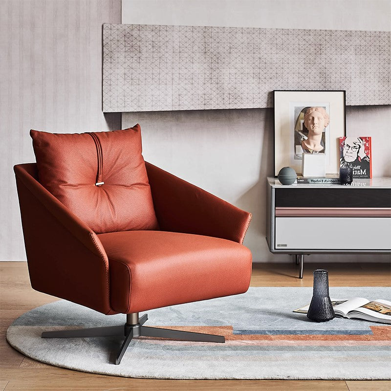 Fauteuil d'appoint pivotant en tissu rouge flamant rose