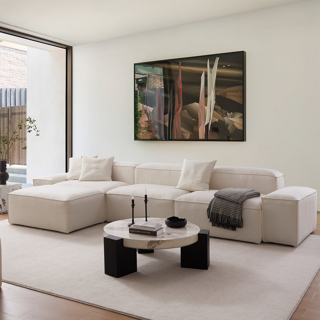 Canapé modulable Freedom beige avec pouf